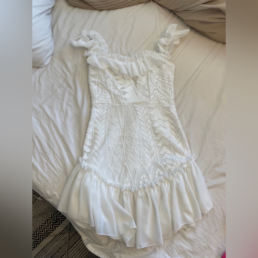 White Ruffled Sleeveless Dress